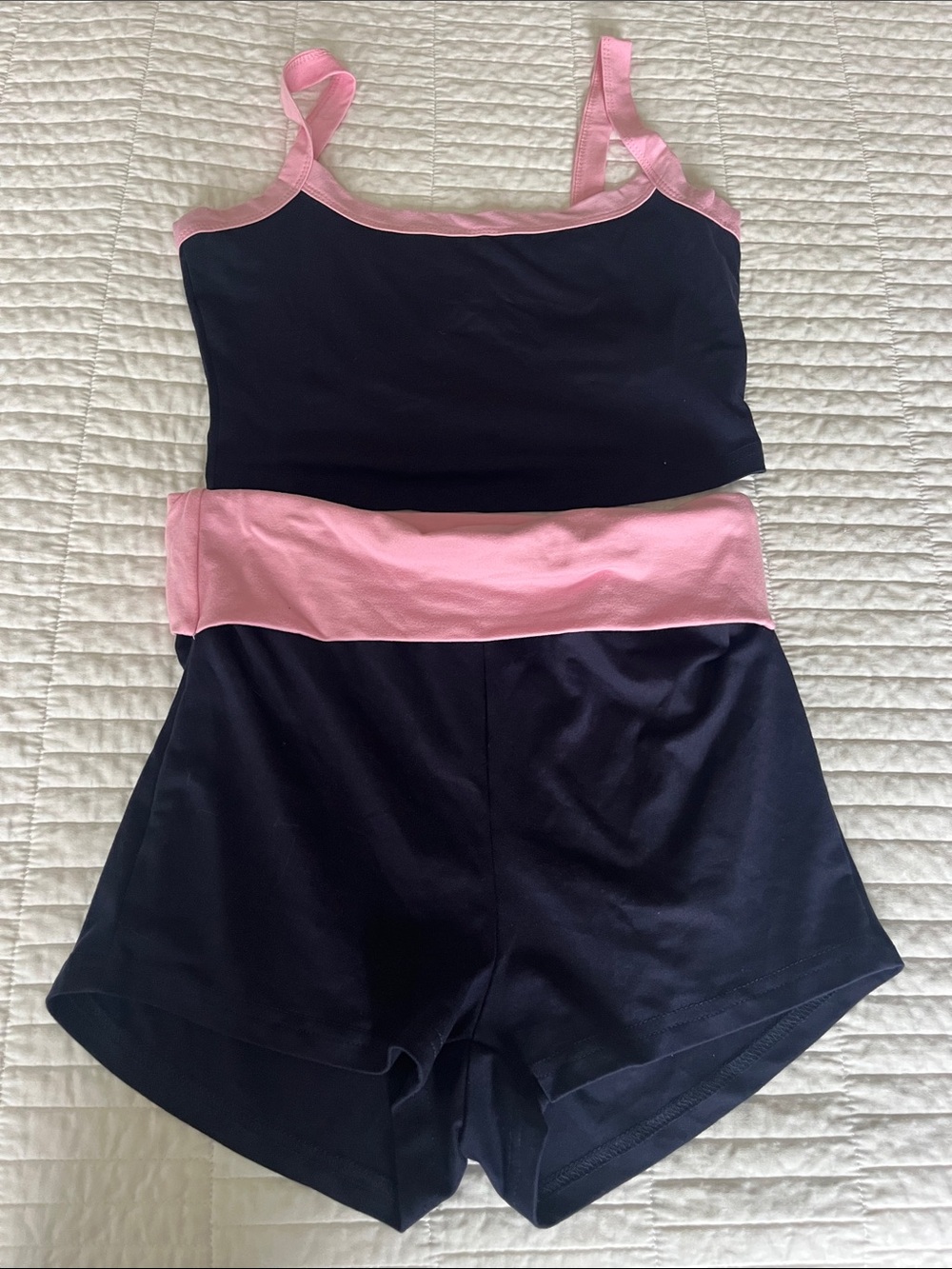 Womens Navy and Pink Two-Tone 2 piece set